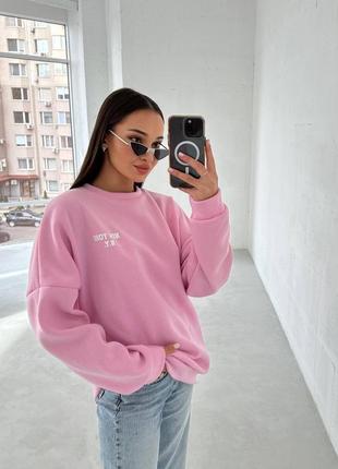 Теплий подовжений світшот oversize з трендовим написом 🔝