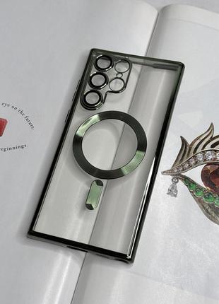 Чохол для samsung s22 ultra. зелений глянцевий колір, з захистом камери