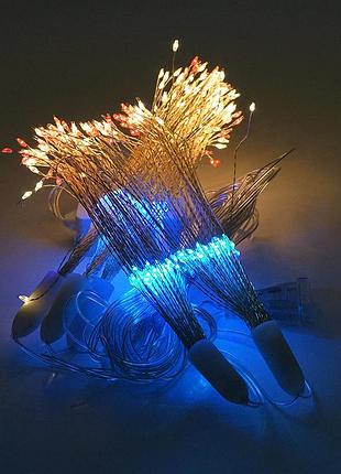 Гирлянда 500led штора (red/green/blue/yellow), медный провод, 8 режимов, 3*3метра, прозрачная изоляция, box