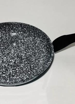 Сковорода с крышкой 22 см светлый гранит unique un-5114 | антипригарная сковорода | гранитная сковорода8 фото