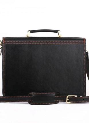 Стильный оригинальный портфель кожаный качественный черный ручная работа handmade хендмейд3 фото