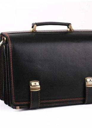 Стильный оригинальный портфель кожаный качественный черный ручная работа handmade хендмейд