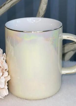 Чашка керамическая glaze 420мл в зеркальной глазури желтый