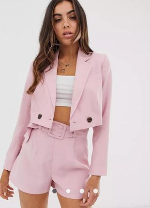 Розовый укороченный жакет xl от asos design