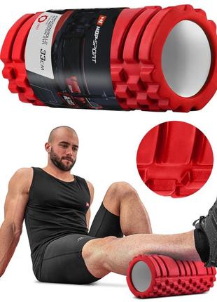 Роллер масажер (валик, ролик) hop-sport eva 33см hs-a033yg червоний4 фото