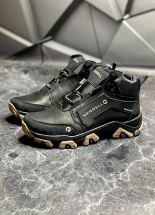 Зимние мужские высокие кроссовки на меху натуральная кожа, кожаные зимние спортивные ботинки mer