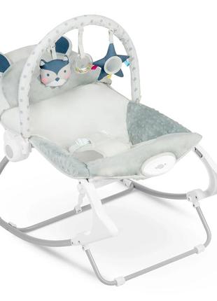 Детское кресло-качалка с вибрацией ricokids серо-синее с рождения польша2 фото