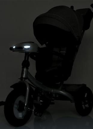 Дитячий триколісний велосипед коляскового типу turbo trike mt 1007-8 сірий поворотне сидіння10 фото