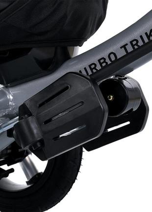 Дитячий триколісний велосипед коляскового типу turbo trike mt 1007-8 сірий поворотне сидіння6 фото