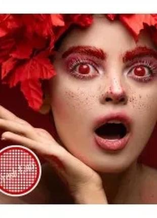 Червоні лінзи сіточка на хелловін vampire block/ кольорові лінзи сіточка червона на гелловін