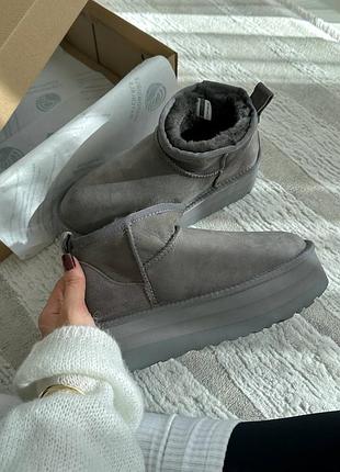 Жіночі високі угги ultra mini platform grey