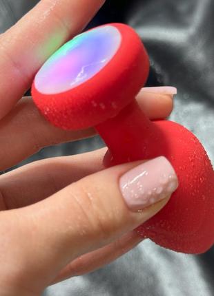 Анальная пробка с вибрацией, светящаяся в темноте light anal plug, анальные игрушки. красная