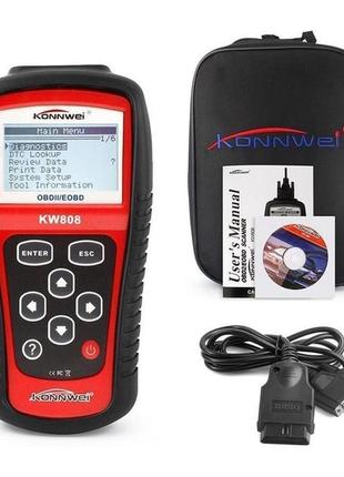 Автомобильный диагностический сканер konnwei kw808 obd ii/eobd, автотестер универсальный адаптер