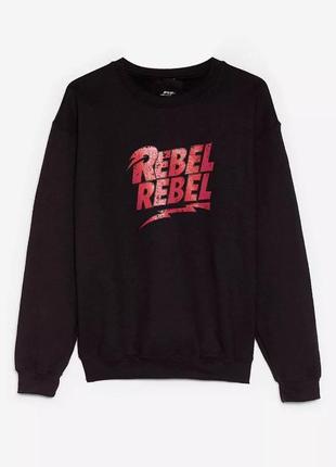 Черный свитшот с принтом rebel rebel , nasty gal