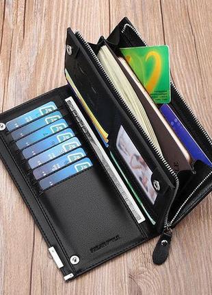 Чоловіче портмоне шкіряне brand baellerry гаманець чорний5 фото