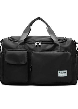 Мужская спортивная сумка brand hengtoo карман для обуви черная нейлоновая 38 литров2 фото