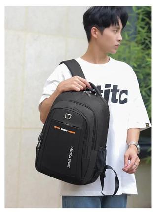 Чоловічий рюкзак спортивний великий місткий повсякденний для хлопця міський непромокальний чорний jingpin2 фото