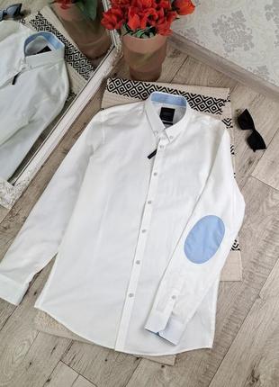 Брендовая белая стильная натуральная рубашка reserved🩵🤍1 фото