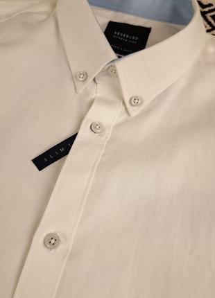 Брендовая белая стильная натуральная рубашка reserved🩵🤍5 фото