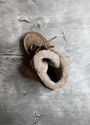 Жіночі бежеві зимові уггі на хутрі замшеві, натуральна замша, пісочні уггі-черевики на...