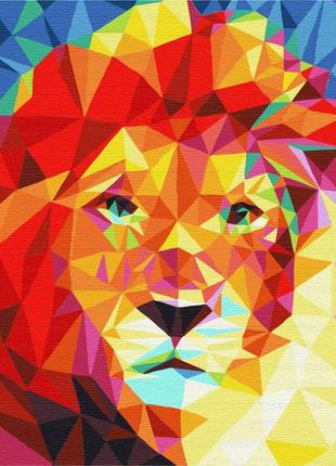 Картина по номерам 48х60 на деревянном подрамнике "лев в мозаике" bs52251l