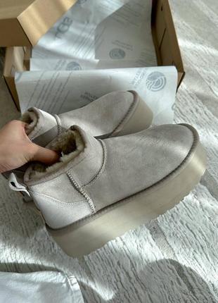 Угги зимние ugg ultra mini platform light grey