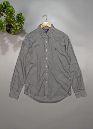 Вінтажна чоловіча сорочка polo ralph lauren розмір m чорно - біла смужка