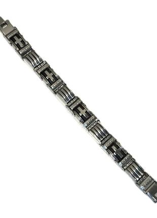 Мужской стальной браслет с крестами «brave» из нержавеющей стали (серебристый)