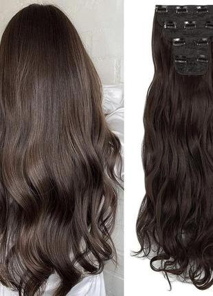 Длинные волнистые накладные волосы на клипсах , 114г
