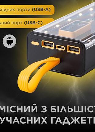 Повербанк 20000 mah usb-c/usb-a 4 шнури в комплекті
