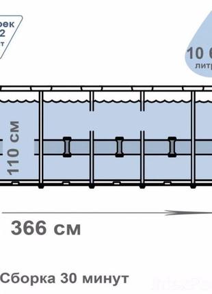 Басейн каркасний intex 26718 круглий 366х122 см 10685 л, фільтр-насос, сходи3 фото
