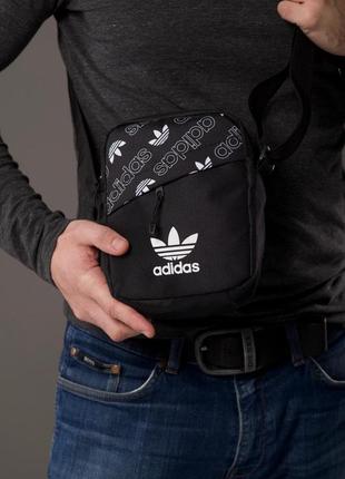 Сумка мужская через плечо adidas мессенджер oxford черная2 фото