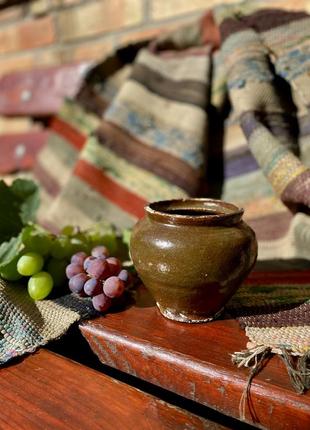 Антикварна кринка!🌻горщик украінська кераміка пористий черепок глиняний в колекцію старовинний посуд