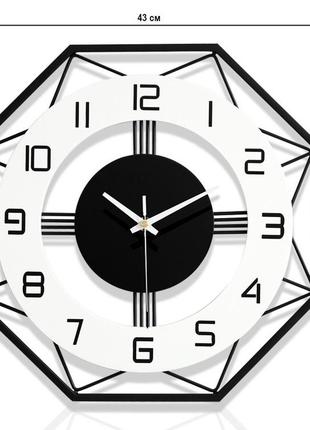 Годинник настінний дизайнерський black&white, безшумний jt18213 / 43x43 см9 фото