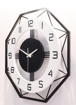 Годинник настінний дизайнерський black&white, безшумний jt18213 / 43x43 см6 фото