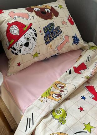 Постель детская. простынь 220×150+ наволочка комплект постельного белья "щенячий патруль"