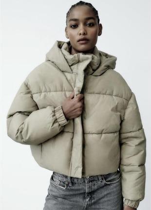 Укороченная куртка zara с эффектом вываренной ткани