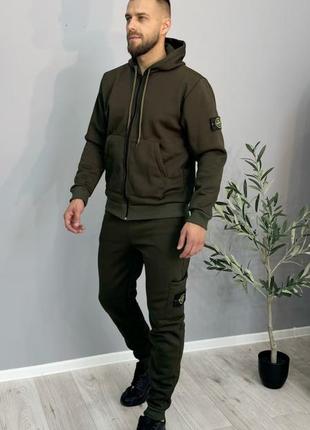 Мужской спортивный костюм на флисе stone island