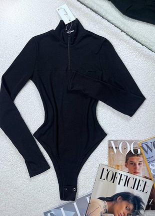 Боди с высоким горлом, черный