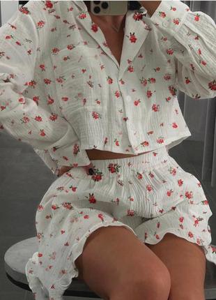 Жіночий комплект піжама з мусліну: 42-44 і 44-465 фото