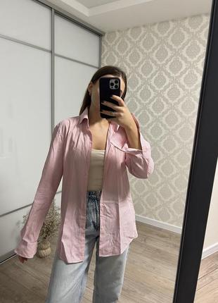 Рожева сорочка в смужку hugo boss, slim fit