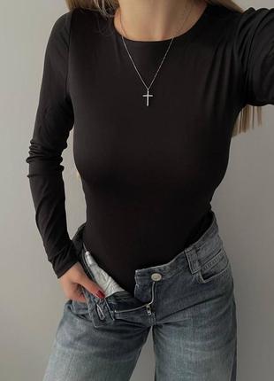 Боди женское базовое с рукавами
