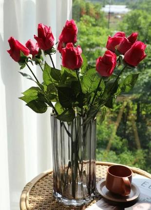 Роза искусственная 1шт красная5 фото