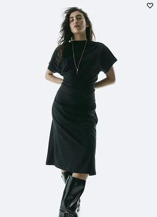 Чорна базова сукня midi boohoo s/m /обмін