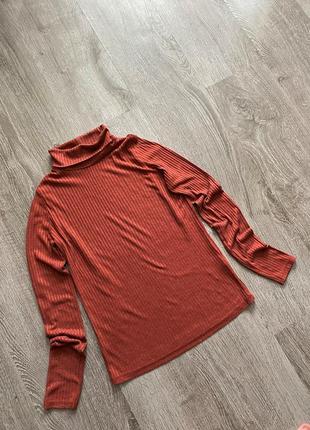 Гольф водолазка в рубчик теракотовый
