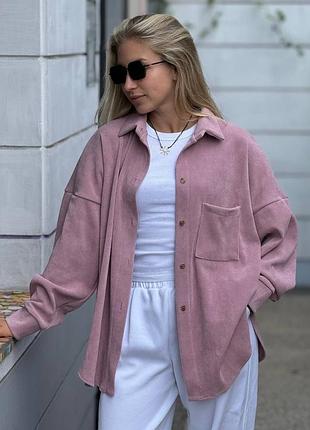 Вельветова сорочка оверсайз на ґудзиках