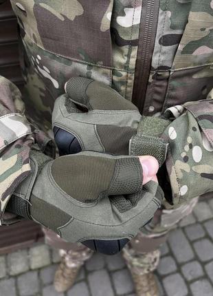 Рукавиці безпалі oakley tactical pro з кісточками, олива