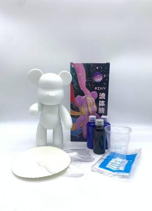 Флюидный медвежонок fluid bear bearbrick, 23 см, с красками blue10 фото