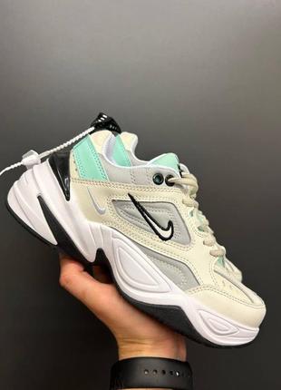 Кроссовки женские nike m2k tekno beige из натуральной кожи