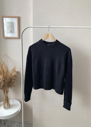 Arket чорний базовий светр оверсайз кофта шерсть вовна